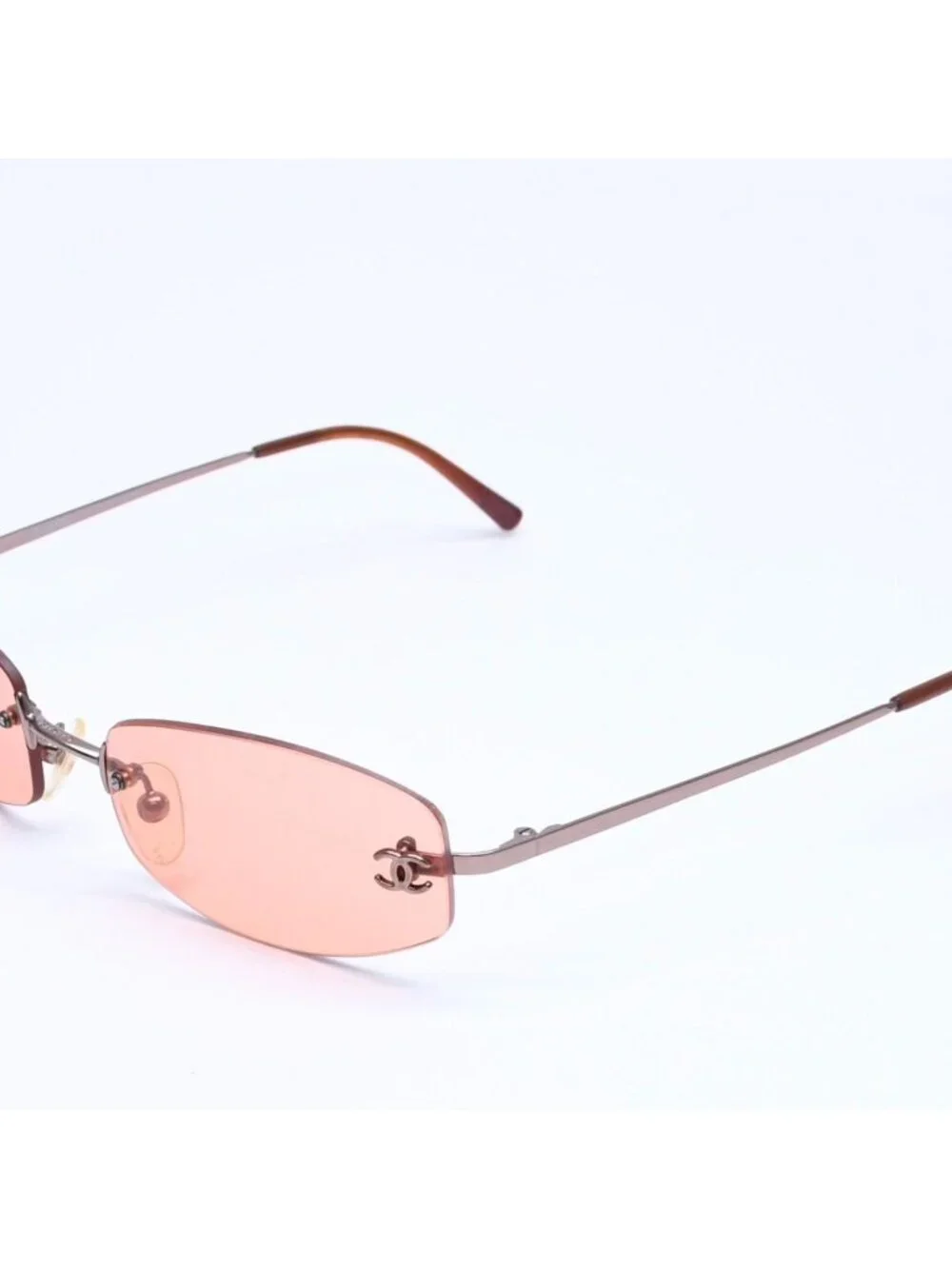 Chanel Sunglasses Eyewear Orange Lens CC Logo Silver